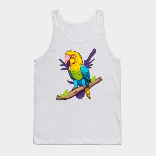 Cute happy parrot yellow, green and blue Tank Top